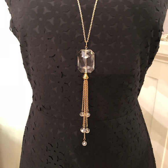 Crystal Gold Gemstone Necklace Tassel Boho - Picture 3 of 5